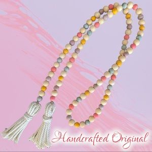 Beaded Wood Strand Handcrafted Garland Christmas Tree Mantle New B025